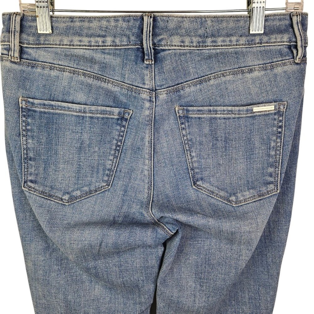 White House Black Market The Slim Ankle Mid Rise Jeans Size 4 Cuffed Chain Detai - Picture 5 of 12